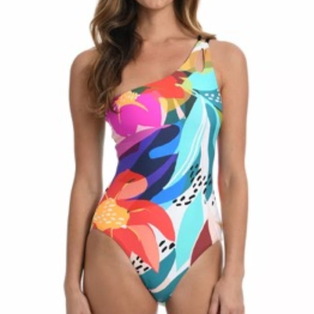 La Blanca One-Shoulder Tummy-Control One-Piece Swimsuit NWT